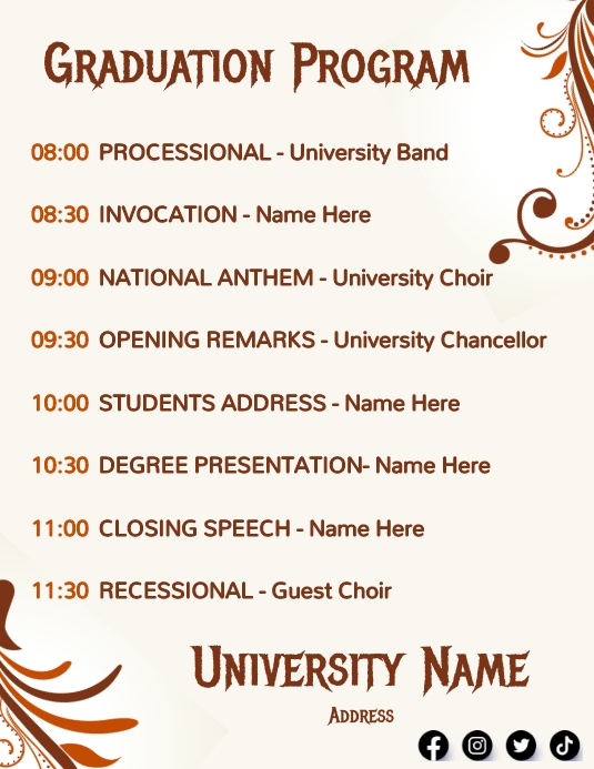 Graduation Programme Template | PosterMyWall