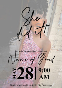Graduation save the date invitation A4 template