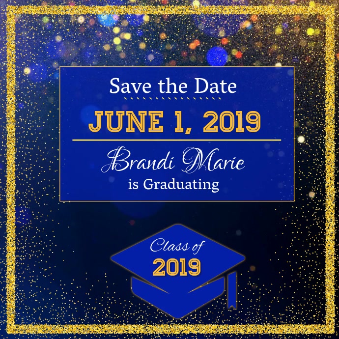 Graduation Save the Date Video Kwadrat (1:1) template