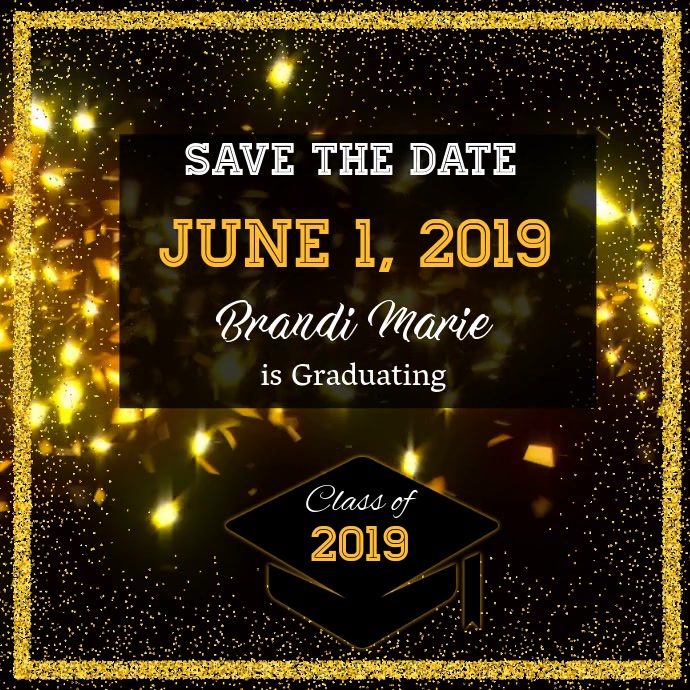 Graduation Save the Date Video Square (1:1) template