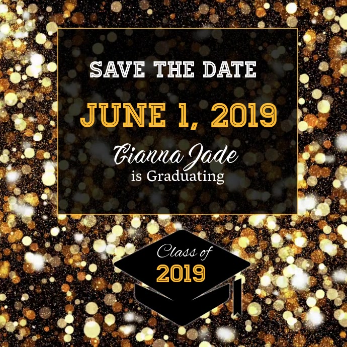 Graduation Save the Date Video Vierkant (1:1) template