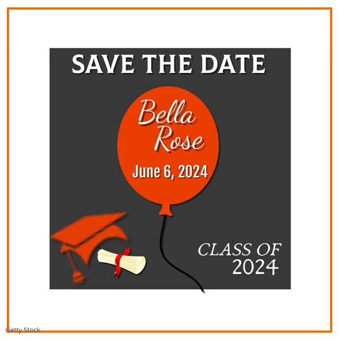 Graduation Save the Date Video Square (1:1) template