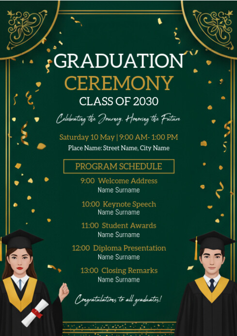 Program Scdeule Graduation Graduation Schedule Template | PosterMyWall