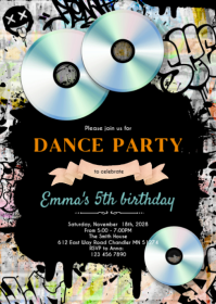 Noir Birthday Dance Party A6 Template