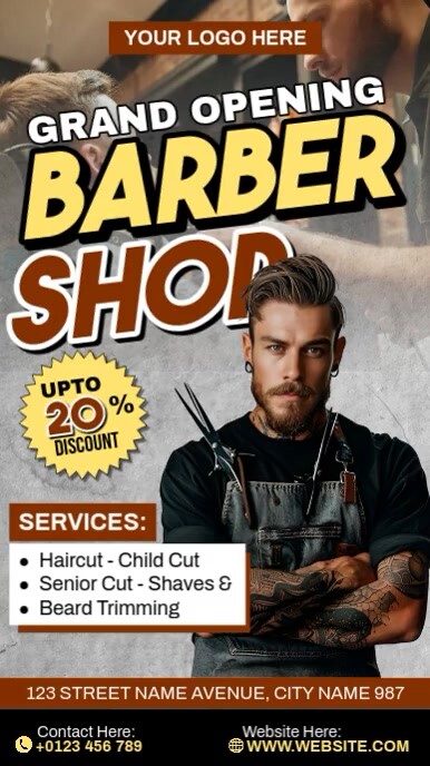 Grand Opening Barber Shop Template | PosterMyWall