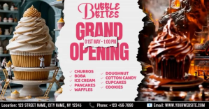 Grand Opening Bubble Bites Изображение, которым поделились на Facebook template