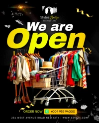 Grand opening clothing outlet fashion boutique dress apparel garment store shop poster template Instagram Portrait