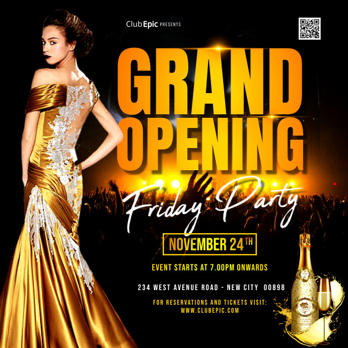 Club Opening Visual Grand opening club party poster template | PosterMyWall
