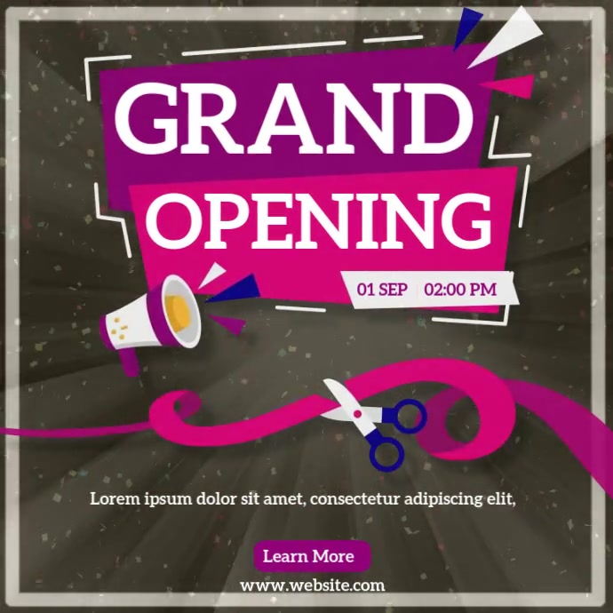 grand opening โพสต์บน Instagram template