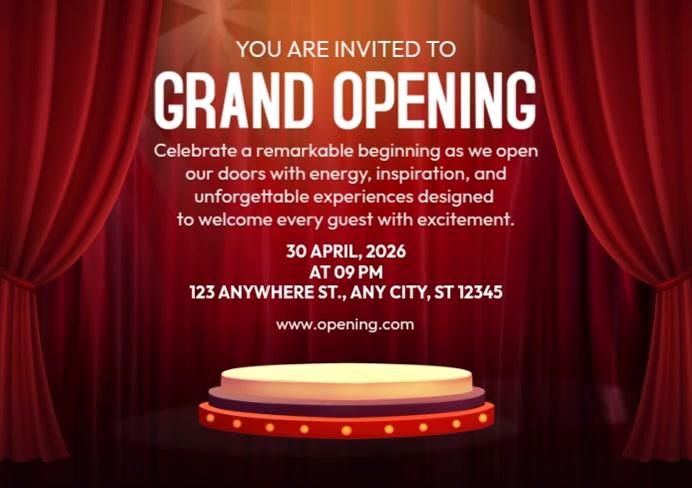 Red Grand Opening Event A4 Template | PosterMyWall