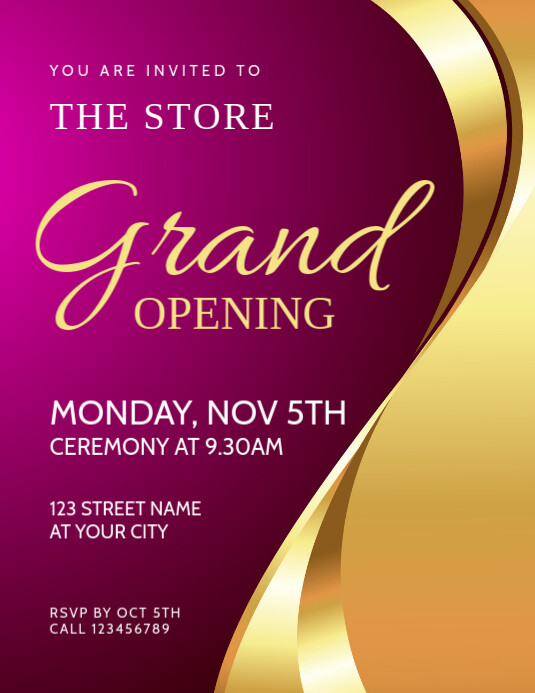 Grand Opening Event Flyer Invitation Volante (Carta US) template