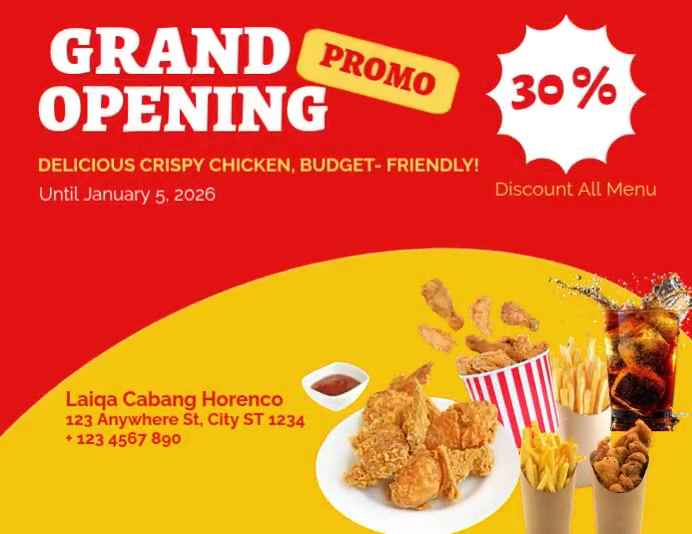 Grand Opening Fast Food Template | PosterMyWall