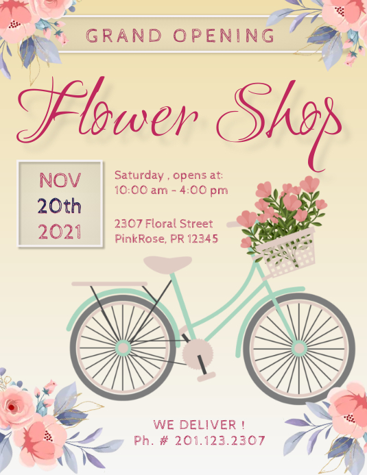 Grand Opening Flower Shop Announcment Flyer Template PosterMyWall