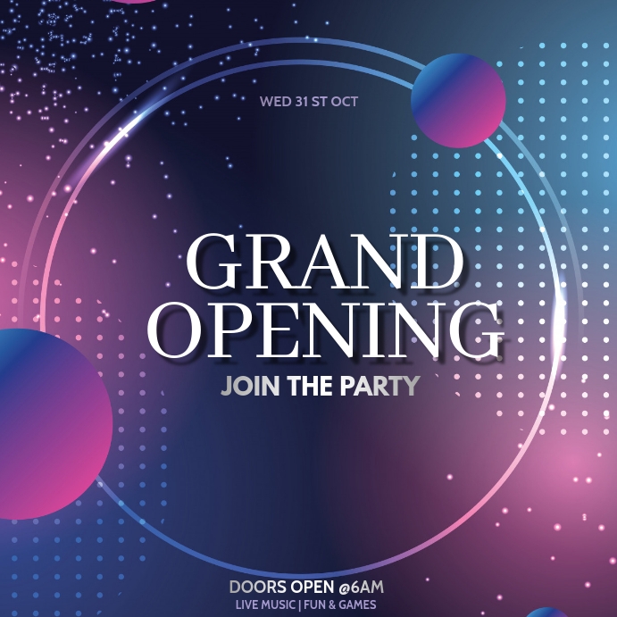 Grand Opening flyer Quadrado (1:1) template