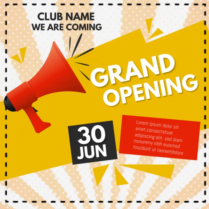Grand Opening Flyers, relaunch flyers Wpis na Instagrama template