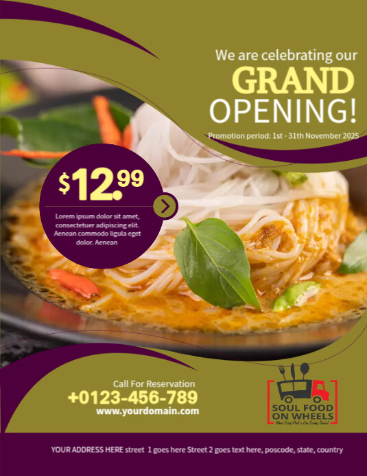 Grand Opening Food Menu Template | PosterMyWall