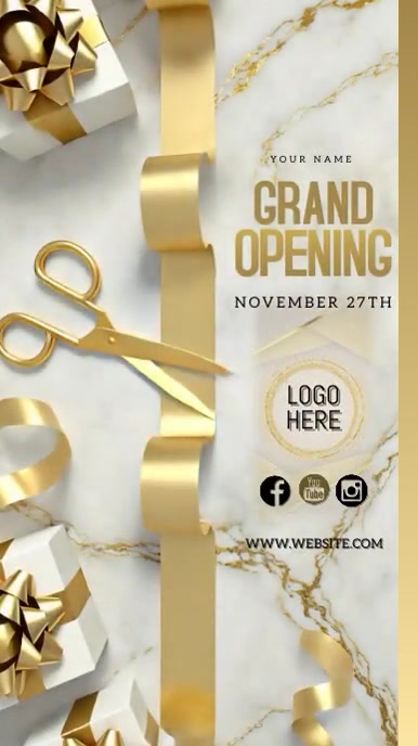 GRAND OPENING GOLD AND WHITE AD Instagram Story template