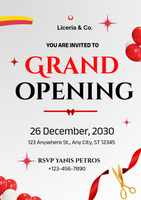 grand opening  invitation card  business opening A4 template