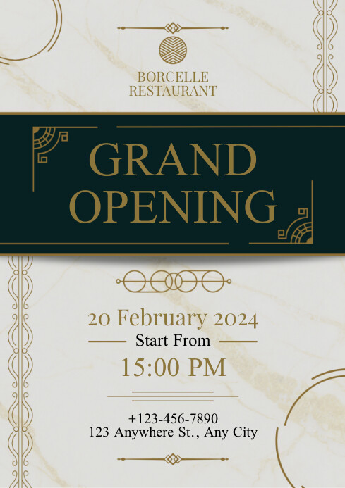 Grand Opening Restaurant Blanck Gold Elegant Template | PosterMyWall
