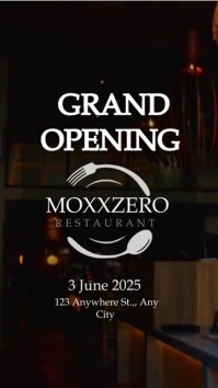 Grand Opening Restaurant Video Poster Digital Display (9:16) template