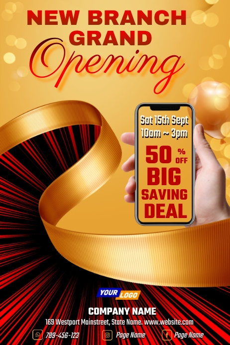 Copy of Grand opening with promotion template | PosterMyWall