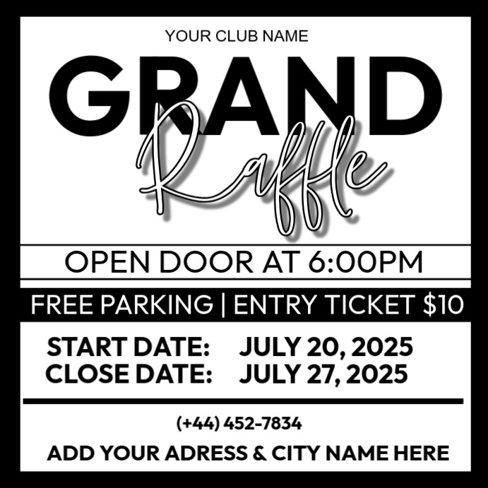 Grand Raffle Tag grand raffle Templat | PosterMyWall