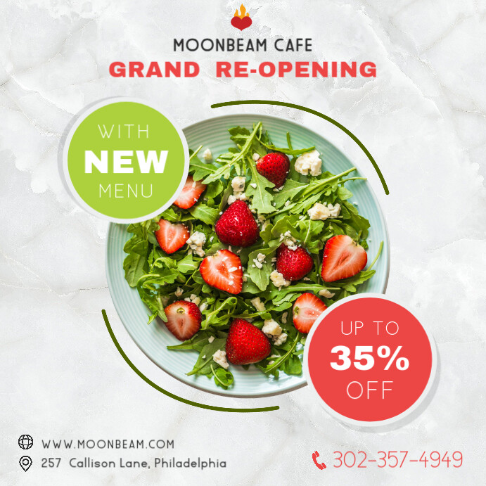 Grand Re-Opening Instagram post for cafe template