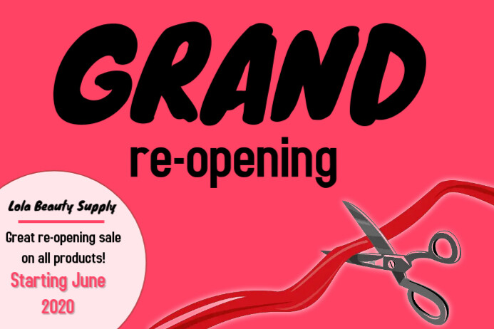 grand re-opening/re-inaguration/sale/banner Cartel de 4 × 6 pulg. template