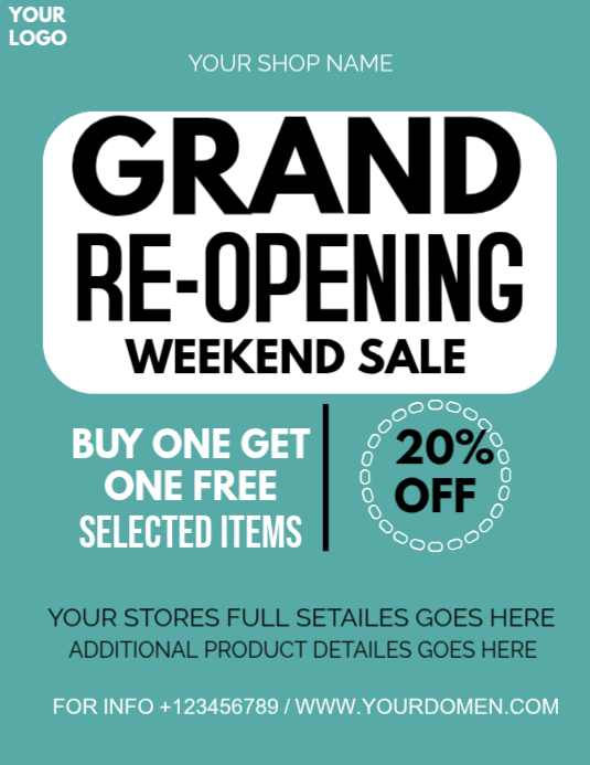 Grand re-Opening weekend sale post Template | PosterMyWall