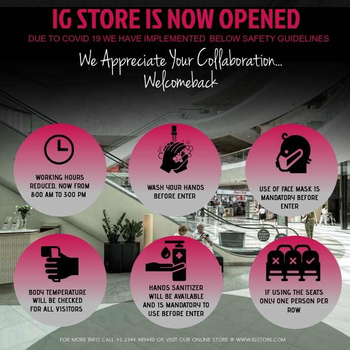 GRAND STORE REOPENING COVID19 SAFETY IN STORE Template | PosterMyWall