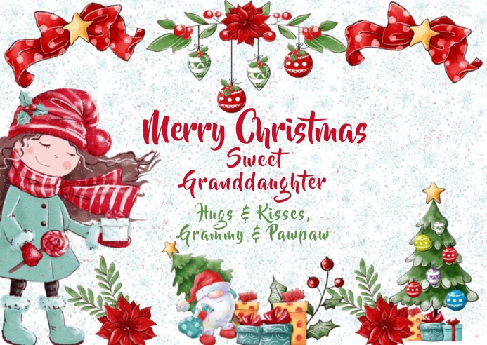 Petite fille Carte de Noël Petite fille Carte de Noël
