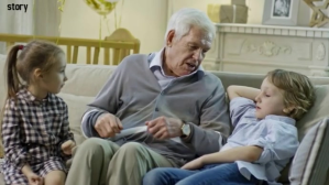 Grey Grandfather telling a story to granddaughter YouTube-miniature Template