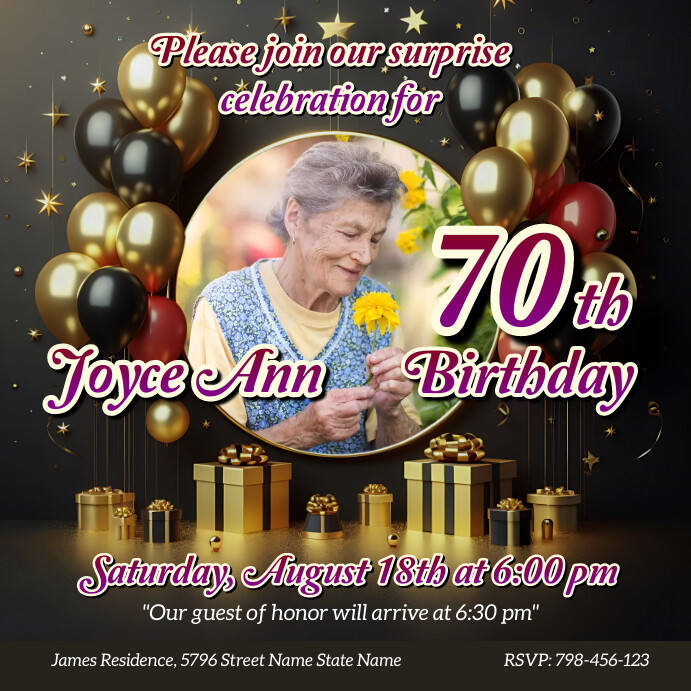 Grandma Grandpa Birthday Party Invitation Car Instagram Post template