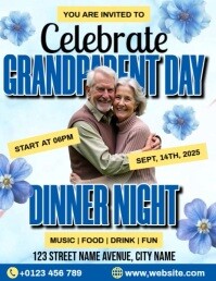 Blu Grandparent Day Dinner Løbeseddel Template