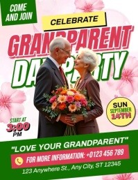 Белый Grandparent Day Celebration Løbeseddel Template