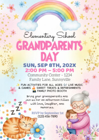 White Grandparents Day Celebration A4 Template