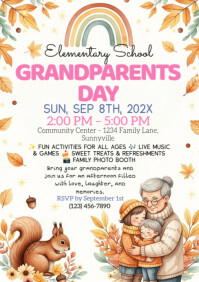 白色 Grandparents Day Event A5 Template