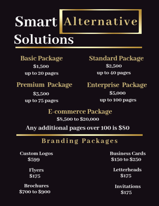 Graphic & Web Design Price List Template Flyer (US Letter)