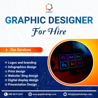 graphic designer for hire โพสต์บน Instagram template