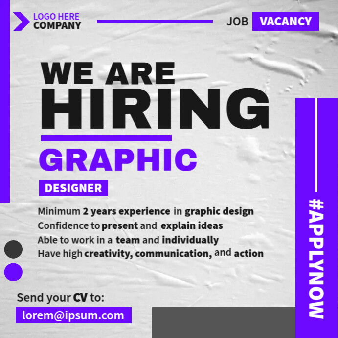 Graphic Designer Hiring Template | PosterMyWall