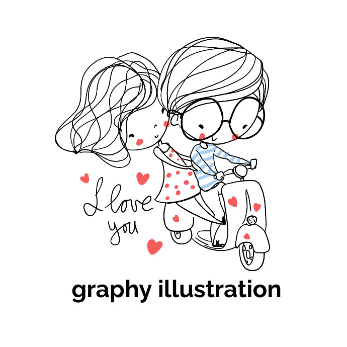 Graphy Illustration, Girl Cycling, Couple Ske Logo template
