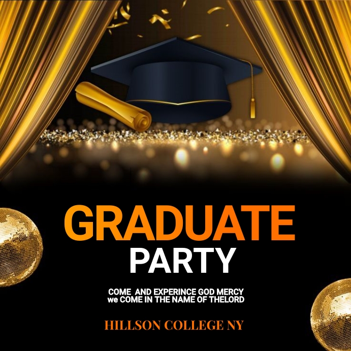 Graduation Rogram Background Black Graduation Party Square Template | PosterMyWall