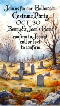 Graveyard Halloween House Party Invitation Instagram Story template