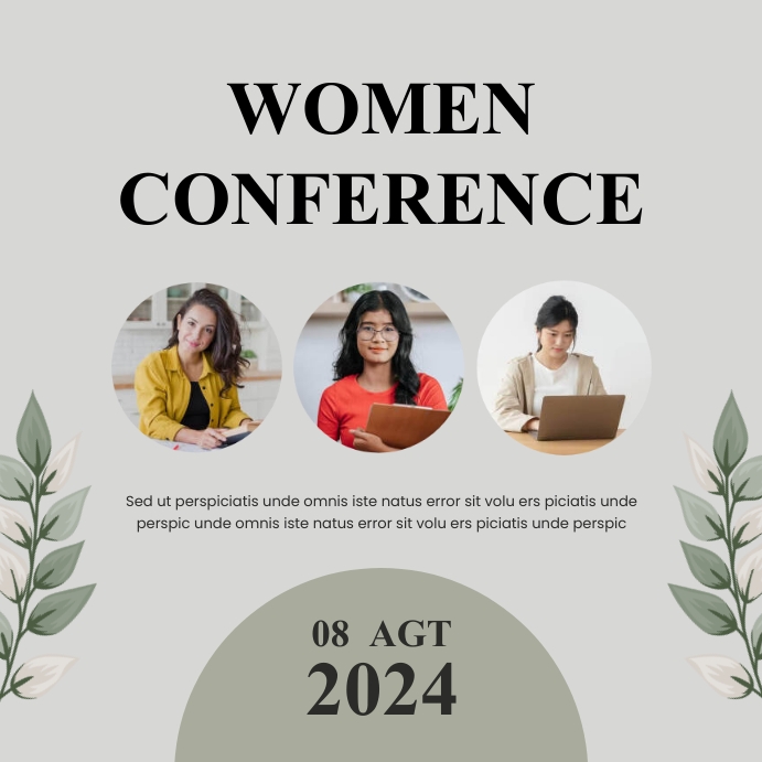 Gray Floral Women Conference Invitation Post template