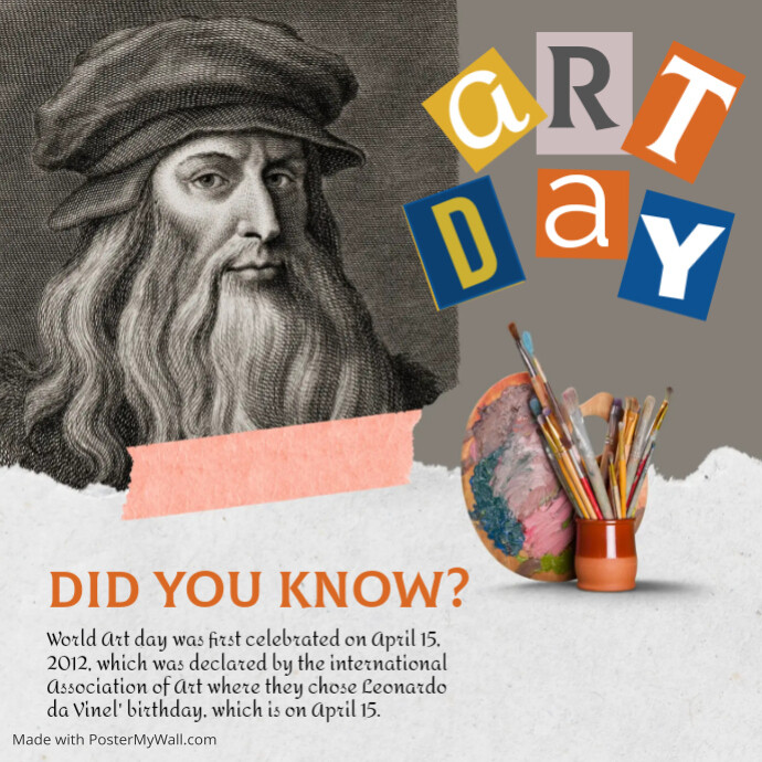 Gray fun fact world art day Instagram post Template | PosterMyWall