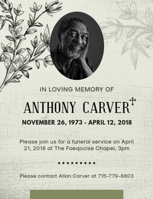 Gray Obituary Flyer Template PosterMyWall