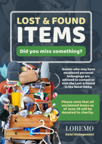 Gray Professional Lost & Found Announcement A4 Flyer template