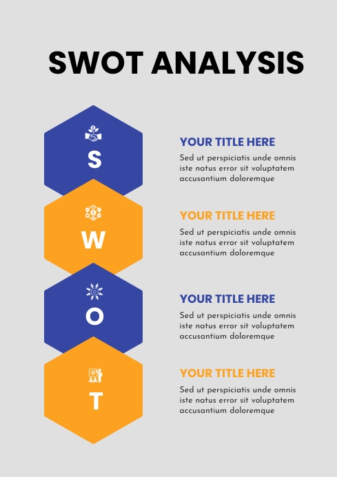 Swot Analysis Poster Examples Gray Simple Vertical SWOT Analysis Template | PosterMyWall