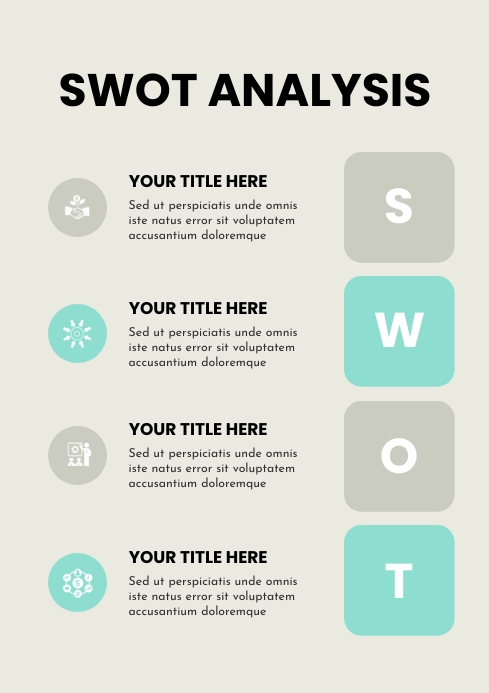 Swot Analysis Poster Examples Gray Tosca Simple Vertical SWOT Analysis Template | PosterMyWall