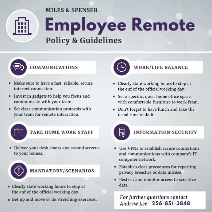 Gray Work from Home Policy and Guidelines Template PosterMyWall